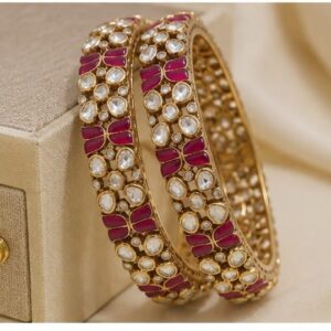 925 Silver Gold Plated Kundan Bangle FOR WOMEN